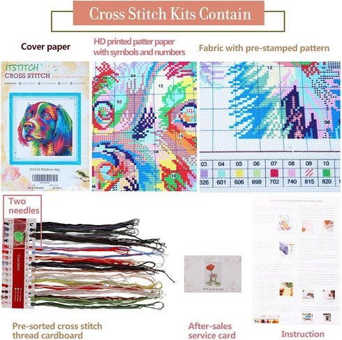 ITSTITCH Cross Stitch Stamped Kits for Adults 4 Pack Scenery Pattern 11CT Printed Cross Stitch Kits for Beginner Prestamped Easy Needlepoint Kits ...