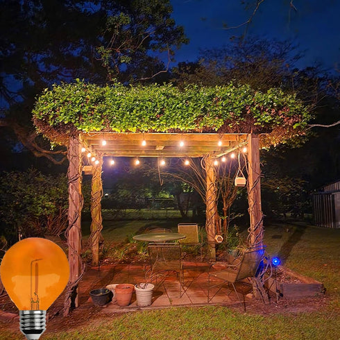 G40 Replacement Light Bulbs Orange 1W Shatterproof Plastic LED Globe Bulbs G40 LED String Lights Replacement Bulb E12/C7 Candelabra Base for Indoo...