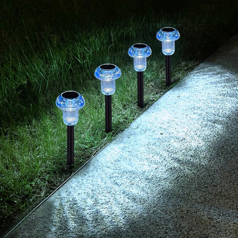 Solar Pathway Lights, 4 Pack Blue LED Mushroom Solar Powered Outdoor Lights, Landscape Lighting Garden Stake Lights, Solar Landscape Lights Outdoo...