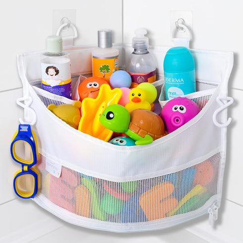 Comfylife Mesh Bath Toy Holder Organizer – The Perfect Corner Bathtub Toy Storage & Bathroom or Shower Caddy – This Multi-use Net Bag Makes Baby B...