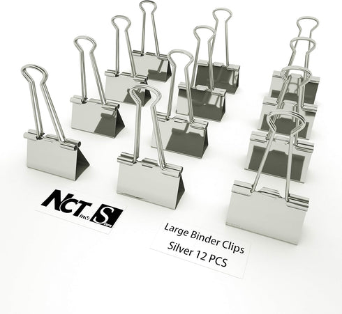 Silver Binder Clips Large (Jumbo) of 2 inch ( 50 mm ) Colored Paper Clamp Assorted Size Assortment (Office or School Metal Fold Back Clip Metal Cl...
