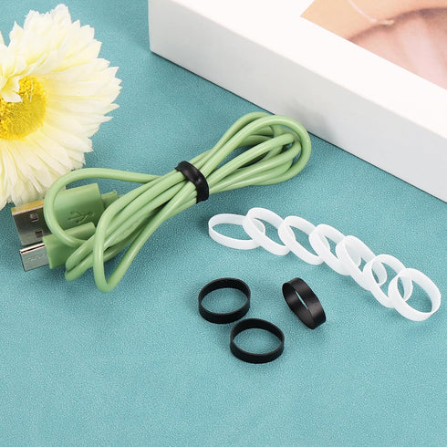 uxcell 50Pcs Silicone Rubber Bands, 8x5mm Rubber Bands Rings Cable Ties Strong Elastic Bands Non-slip for Cord Wrapping Bag Wraps, White...