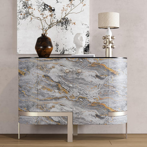 CRE8TIVE Matte Gold Grey Marble Contact Paper for Countertops Waterproof 12"x80" Slate Marble Wallpaper Peel and Stick Countertops Self Adhesive R...