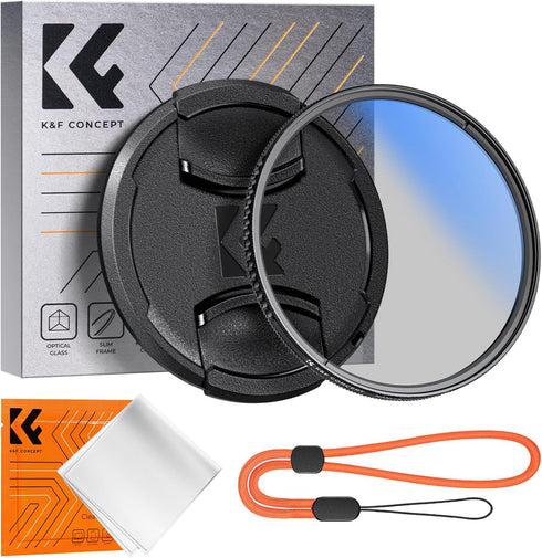 K&F Concept 58mm Circular Polarizer Filter with Lens Cap Cleaning Cloth Optical Glass Ultra Slim 18 Multi-Layer Coatings Polarizing Filter for Cam...