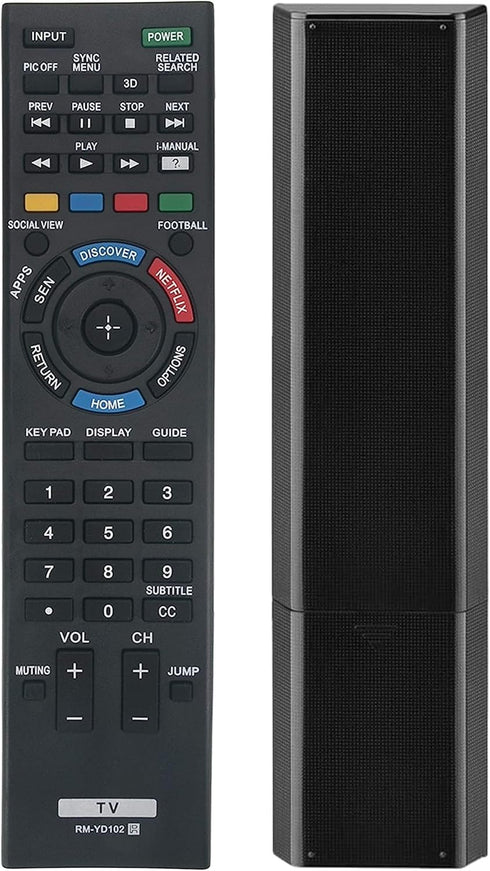 Universal RM-YD102 Remote Control for Sony Smart LED HDTV Television with 3D Button, Discover & Netflix Button (1-492-766-11)...