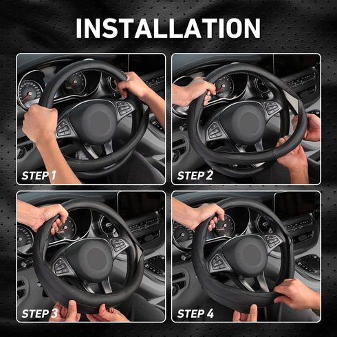 SEG Direct Car Steering Wheel Cover Universal Standard-Size 14 1/2" - 15", Microfiber Leather...