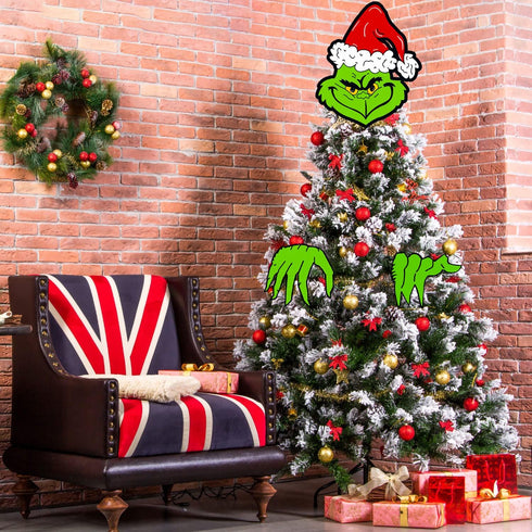 Christmas Decorations Outdoor - Fence Yard Sign with Hand Head for Holiday Christmas Fence Peeker Decorations...