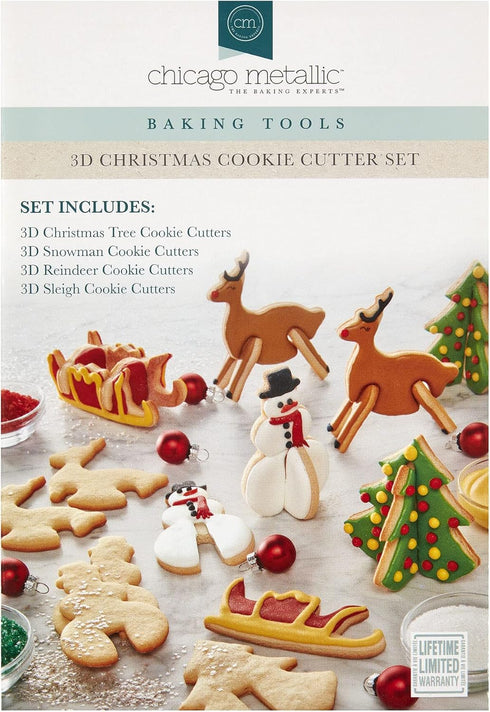 Chicago Metallic Christmas Tree 3D Cookie Cutter Set, 12-Piece, Silver...
