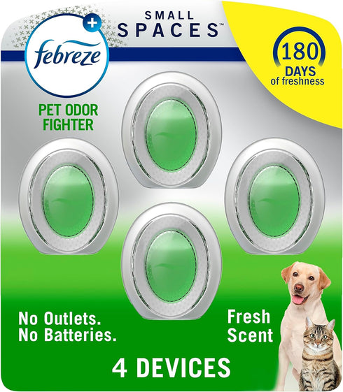 Febreze Small Spaces Air Freshener Heavy Duty Pet Odor Fighter, 25 fl. oz., Pack of 4...