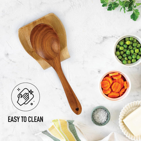 Zulay Kitchen Wood Spoon Rest – Non-Slip Wooden Spoon Holder for Stovetop & Counter – Heat-Resistant Utensil Rest for Spoons, Spatulas & Tongs – S...