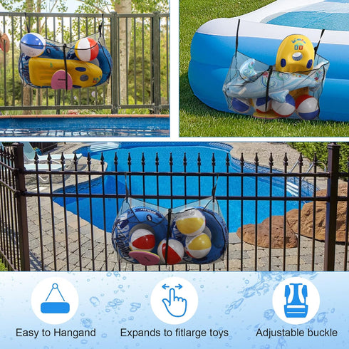 Pool Float Toys Storage Bag,Pool Float Organizer Hanging Mesh Bag for Balls,Floats,Water Inflatable Toy,High Strength Pool Toy Storage Net Bag,Swi...