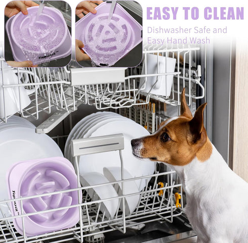Slow Feeder Dog Bowls, Anti-Slip Maze Puzzle Dog Feeding Bowls, Anti-Chocking and Interactive Dog Food Bowls, Bloat Stop Dog Bowls for Small and M...