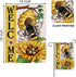 Welcome Spring Summer Bumble Bee Sunflower Decorative Garden Flag, Flower Honeycomb Yard Outside Decorations, Buffalo Plaid Bow Burlap Farmhouse O...