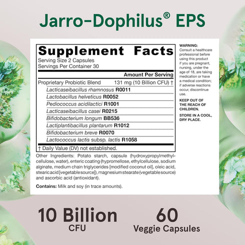 Jarrow Formulas Jarro-Dophilus EPS Probiotics 10 Billion CFU, Dietary Supplement for Intestinal Tract Support, Gut Health Supplements for Women an...