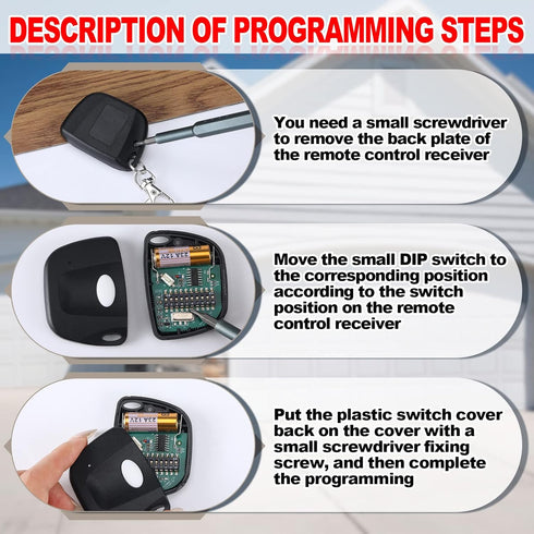Kingdder 3 Pieces Garage Door Remote Compatible for Multicode 300mhz 10 Dip Switch 3089 3060 3070 Gate Opener Remote Multicode Gate Opener with Ke...