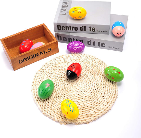 Easter Wooden Egg Shakers Maracas for Party Favors, Classroom Prize Supplies and Percussion Musical Instrument(9 PCS)...