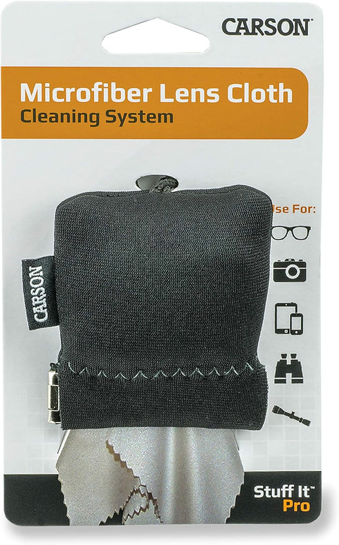 Carson Stuff-It Pro Microfiber Lens Cloth Cleaning System, Black (SN-80BKAM), Pro (Larger Version)...