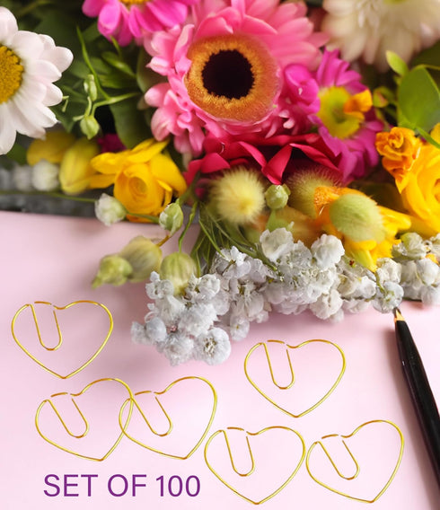 Cute Paperclips, Gold Heart Paper Clips, Heart Paperclips with Clear Box - Perfect for Wedding, Marriage, Journaling, Office, Heart Paperclips Cut...