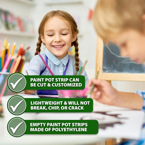 Mandala Crafts 150 Empty Acrylic Paint Pots with Lids 25 Mini Paint Pot Strips - 3ml 0.1oz Plastic Paint Pods 40 Brushes - Clear Small Paint Conta...