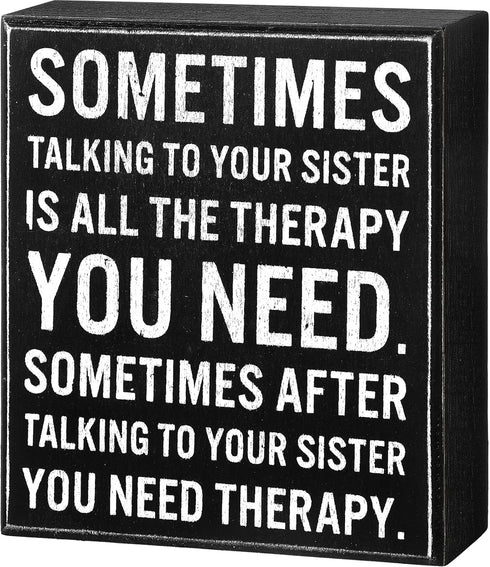 Jetec Funny Sister Gifts Sometimes Talking to Your Sister Is All the Therapy You Need Wood Sign 5.9 x 5.1 Inch Funny Plaques with Sayings Decorati...