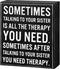 Jetec Funny Sister Gifts Sometimes Talking to Your Sister Is All the Therapy You Need Wood Sign 5.9 x 5.1 Inch Funny Plaques with Sayings Decorati...