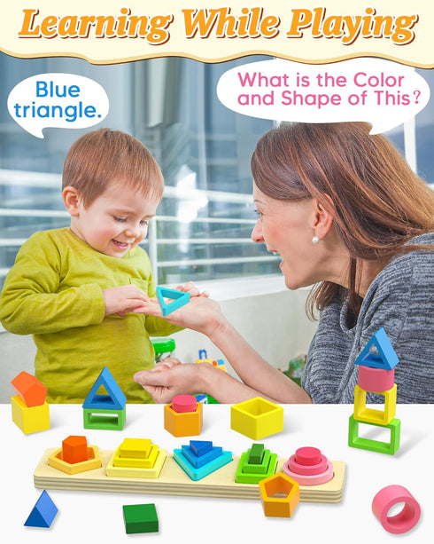Montessori Toys for 1 2 Year Old Boys Girls, Shape Sorter Wooden Toys for Toddlers 1-3, Toddler Toys age 1-2, 1 2 Year Old Boy Girl Birthday Gifts...