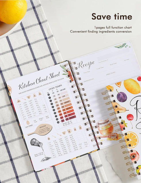 Recipe Book Waterproof Hardcover to Write in Your Recipes,Simplified Family Recipe Notebook for the Chef at Home, Recipe Journal Hold 120 Recipes?...