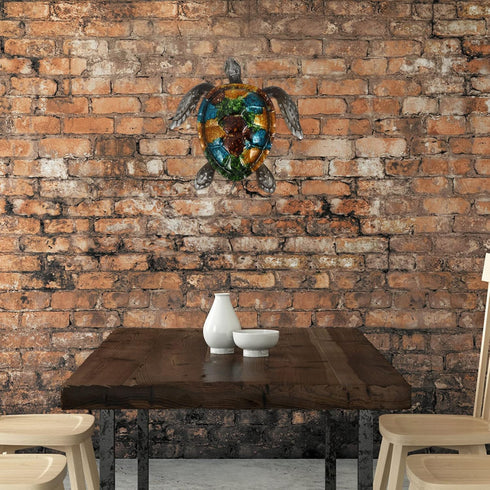 NUOBESTY Turtle Statue Outdoor Metal Turtle Wall Decor Sea Turtle Hanging Wall Art Iron Tortoise Sculpture Ocean Decoration for Home Bedroom Garde...
