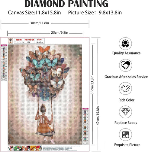 Toulideifaria Butterfly Diamond Art Kits Diamond Painting Kits Diamond for Adults Clearance 11.8x15.7inch 5d Gem Painting Kit for Home Wall Decor ...
