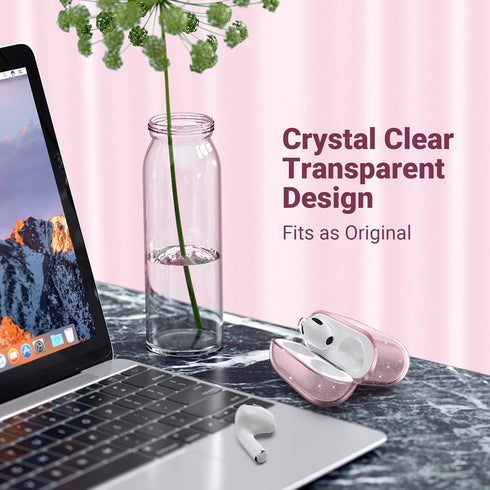 ULAK Compatible with AirPods 3 Case for Women Girls, Transparent Shockproof Soft TPU Protective Cover with Keychain for AirPods 3rd Generation 202...