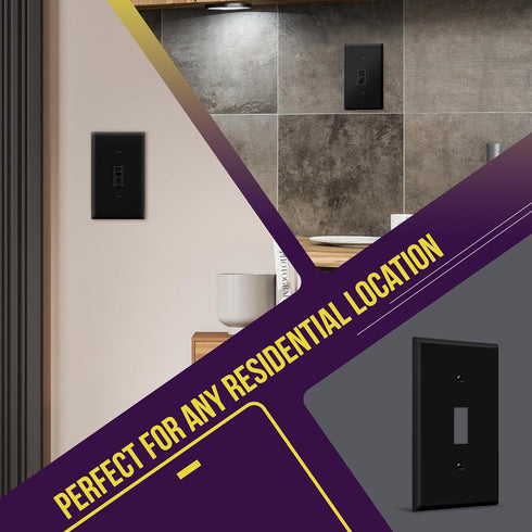 ENERLITES Toggle Light Switch Wall Plate, Gloss Finish, Standard Size 1-Gang 4.50" x 2.76", Unbreakable Polycarbonate Thermoplastic, 8811-BK-5PCS,...