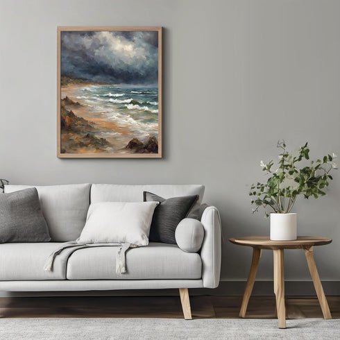 Posterizer 1 pcs- sea and beach themed oil painting style print 1-Landscape & Nature Art-Floral Botanical Art- Decor for Home & Office- unframed w...
