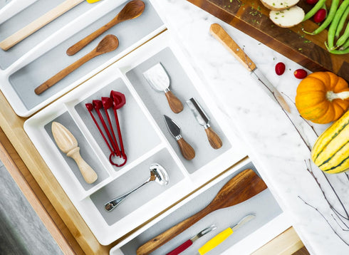 Madesmart Classic 4-Compartment Drawer Organizer Gadget Tray, Plastic Multipurpose Storage Bin for Drawers, White...