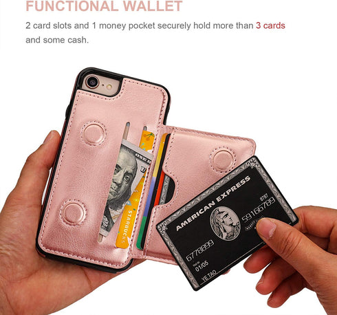 KIHUWEY for iPhone SE iPhone 7/8 Wallet Case with Credit Card Holder, Premium Leather Kickstand Durable Shockproof Protective Cover for iPhone 7/8...