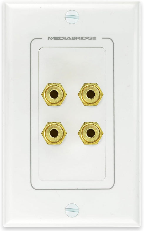 Mediabridge™ Speaker Wall Plate w/Binding Posts (2 Pair) - Free Low Voltage Metal Mounting Bracket (1-Gang) Binding Post 2-Piece Inset Wall Plate ...