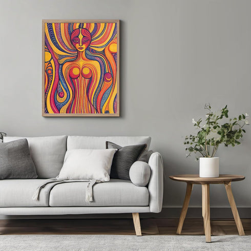 Posterizer 1 pcs-vibrant hippy psychedelic whimsy figure art-Abstract & Modern Art Gift for Men Women Teens Living Room Bedroom Decor- unframed wa...