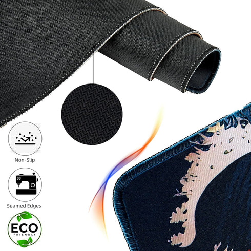 Japanese Sea Waves Large Gaming Mouse Pad for Desk, Desk Mat with Seamed Edges, Waterproof Desk Pad, Non-Slip Rubber Base, 31.5x11.8 Inch Keyboard...