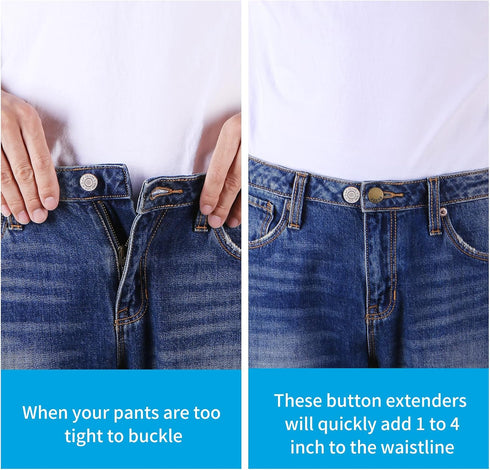 18PCS Button Extenders for Jeans, Pants Waist Button Extender for Women Men, Jeans Button Extender Stretchy Waist Extension, 6 Sizes Pants Button ...