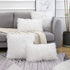 WLNUI Set of 2 White Decorative Lumbar Fluffy Pillow Covers New Luxury Series Merino Style Faux Fur Throw Pillow Covers Fuzzy Cushion Case Spring ...