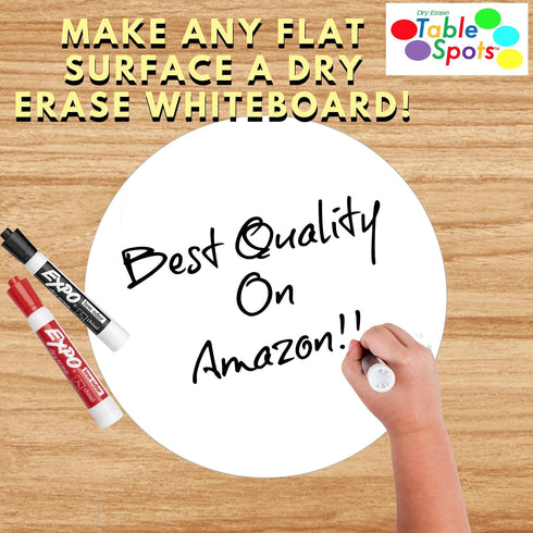 Table Spots Dry Erase Dots for Classroom Tables | Premium Vinyl No Staining! No Shadowing! 10 Pack, Large 12" Circles, White, Whiteboard...