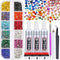 Rhinestones Adhesive Glue for Fabric, 2100Pcs 12 Color Craft Rhinestones Flatback with B7000 Glue Adhesive, Glass Gemstones with Tweezers for Craf...