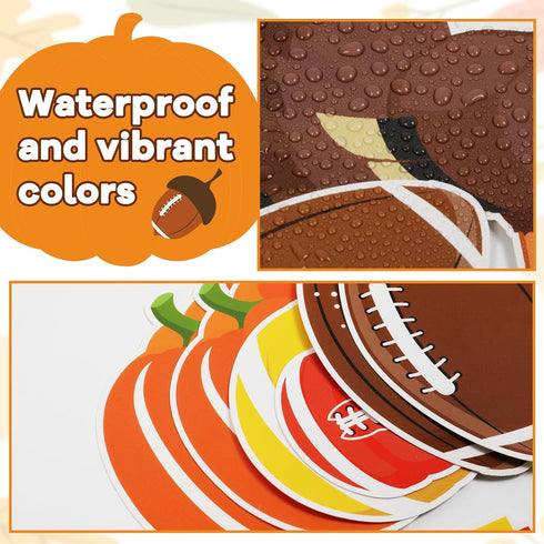 158pcs Kick Off into Fall Bulletin Board Set Thanksgiving Football Classroom Decorations Autumn Maple Leaves Cutouts with Glue Points for School C...