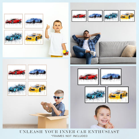 Insire Car Posters for Boys Room, Wall Art, Cars Posters Unframed (8x10)...