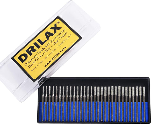 Drilax 30-Pc Diamond Drill Bit Set | 15x 2mm & 15x 3mm | 1/8" Shank Dremel Compatible for Glass, Sea Glass, Gemstones & Lapidary...