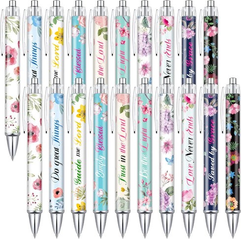 20 Pieces Bible Verse Ballpoint Pens Christian Pens Inspirational Quotes Pens Funny Office Ballpoint Pens Retractable Black Ink Pens for Women Men...