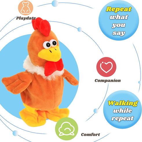 Hopearl Talking Chicken Repeats What You Say Walking Chick Electric Interactive Animated Toy Speaking Plush Buddy Gifts for Toddlers Birthday, 9''...