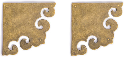 Brass Curled Box Corner Plate – Set of 2, 3.3", by Hardware Philosophy...