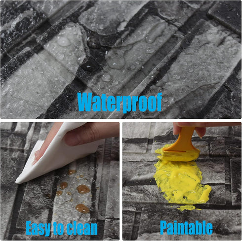 WAPANE 3D Brick Peel and Stick Wallpaper, 3D Wall Panels Self Adhesive, Removable Wallpaper Waterproof PE Foam Paintable,for Bedroom/Living Room/K...