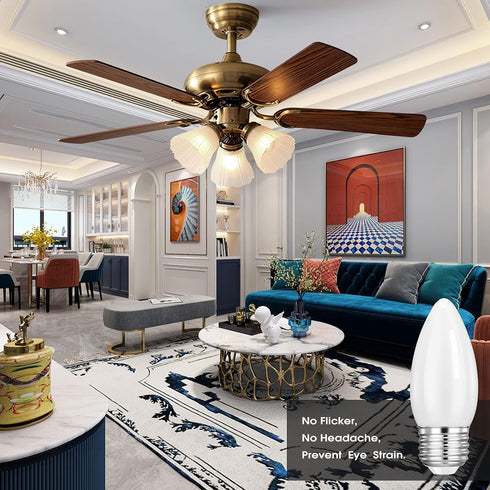 HOLA LED Chandelier Bulb Dimmable LED Lamp Bulb E26 Base, 360 Beam Angle UL Listed Cool White 4000K LED Filament Bulb, Frosted Glass, 6 Pack...
