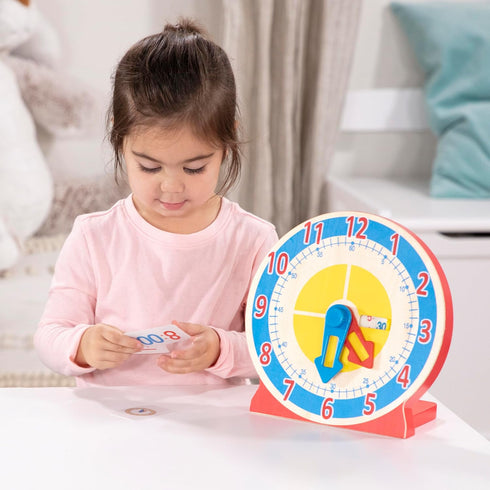 Melissa & Doug Turn & Tell Wooden Clock - Educational Toy With 12+ Reversible Time Cards...